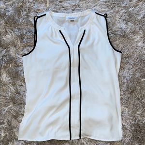 Calvin Klein Ivory Top with Black Trim